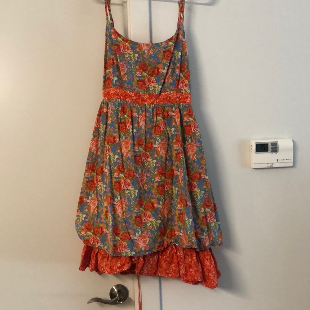 Orange and Blue Floral Dress